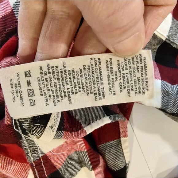 Woolrich Red/White/Black Cotton Button Down Long Sleeve Flannel Top Size Medium - Picture 2 of 8